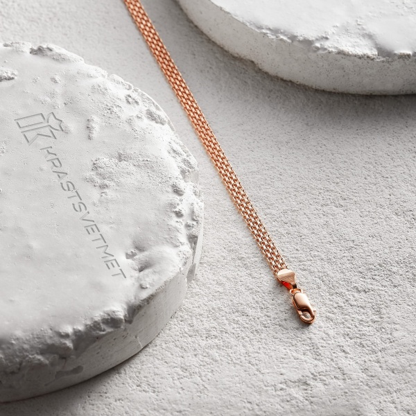 Цепь из красного золота 585, плетение «Бисмарк двойной»